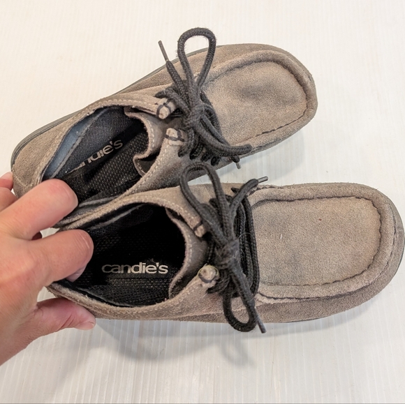 Vintage 90s Y2K CANDIES Wallabee gray suede chunky platform chukka booties - Picture 8 of 10